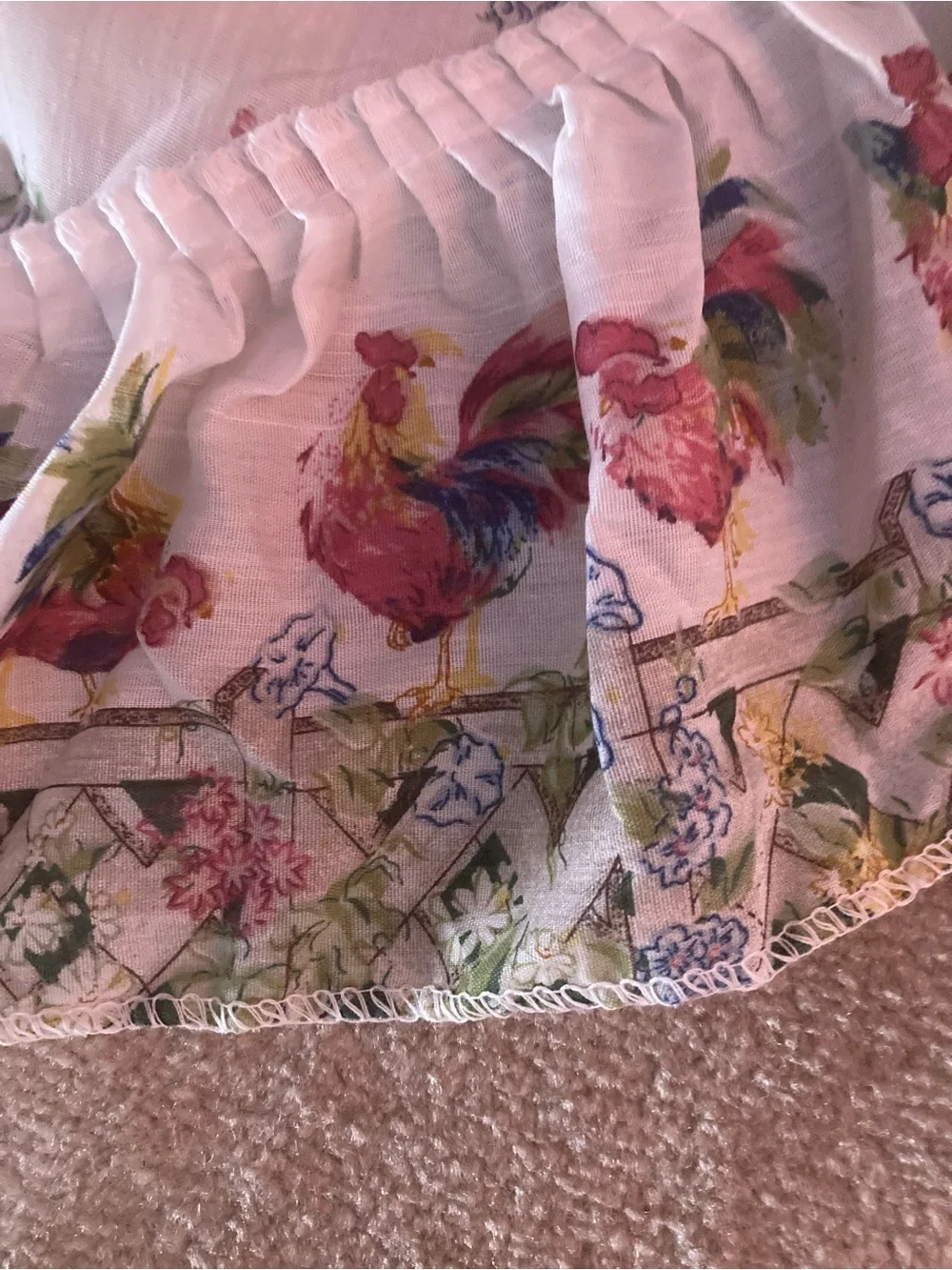 Ruffled Floral Curtain Valance in Soft Pink - Classic Country Style